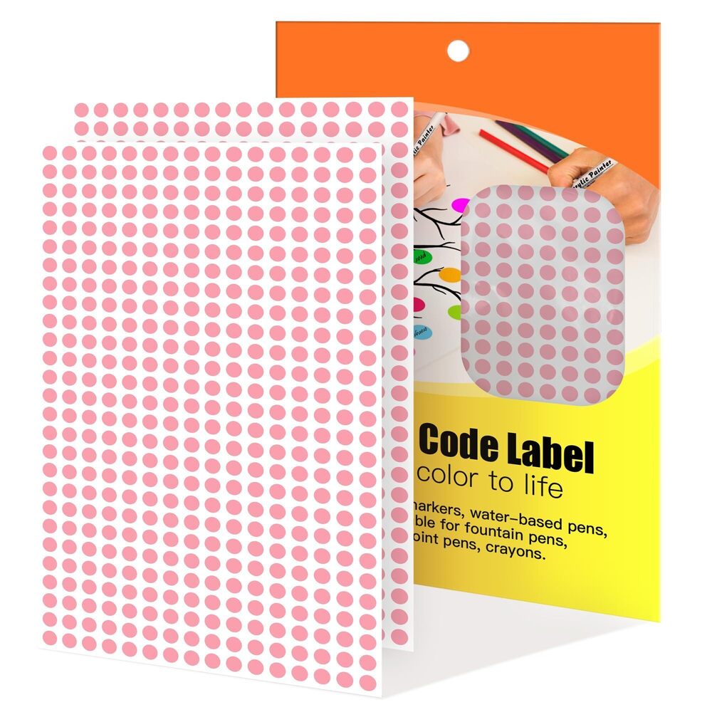 9219 0.25 Inch Pink Color Coding Stickers Dot,4200 PCS Small Round Circle